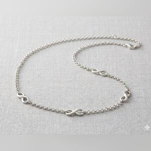 Vintage Italian 925 Silver Infinity Twist Rolo Chain Necklace